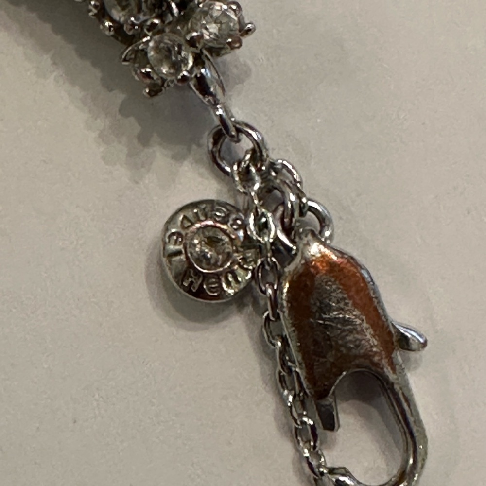 Gorgeous HENRI BENDEL Sparkly Rhinestone, Silver Infinity Bracelet - Picture 5 of 11